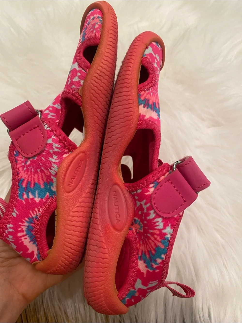 Nautica Kids Bright Pink & Blue Tie-Dye Water Shoes sz 10